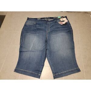 Sound/Style Lucy Women's Blue High-rise Pull-on Denim Cropped Skimmer Shorts Siz